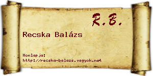 Recska Balázs névjegykártya